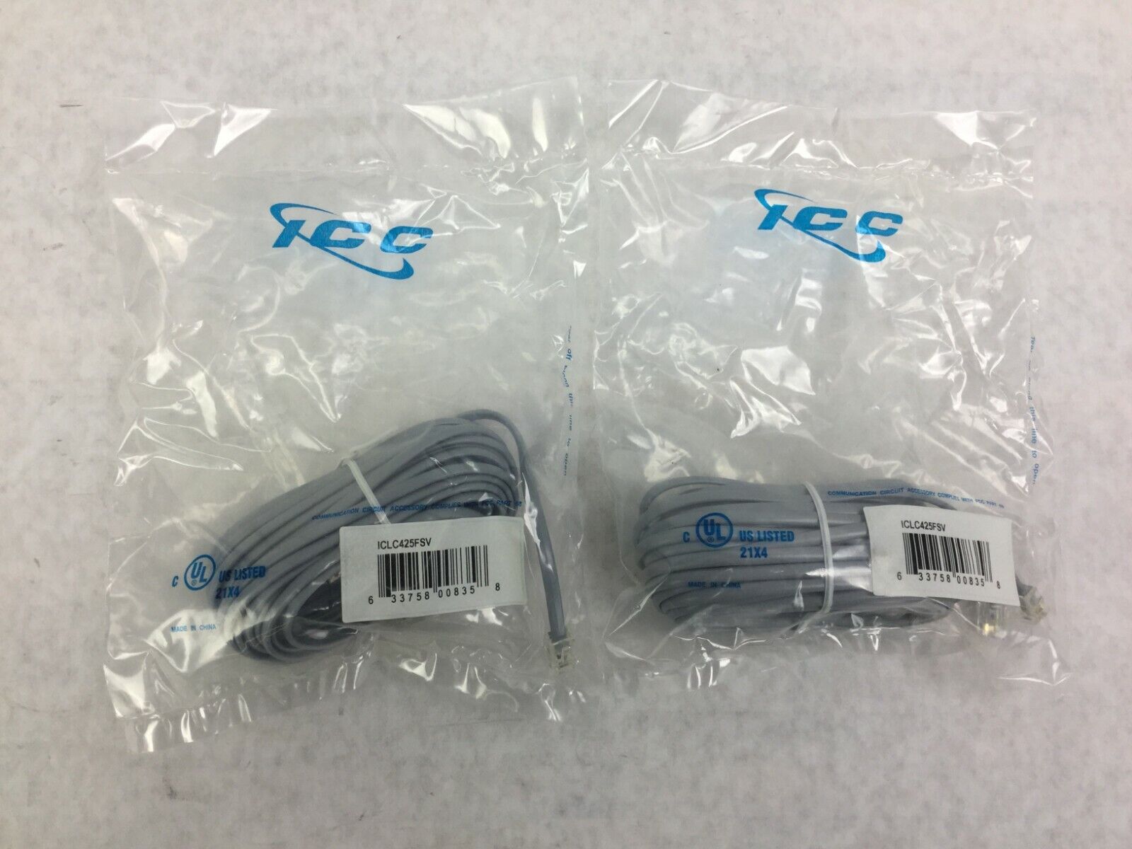 ICC ICLC425FSV 25' ft  Flat Line Cord   Lot of 4   Sealed Packages