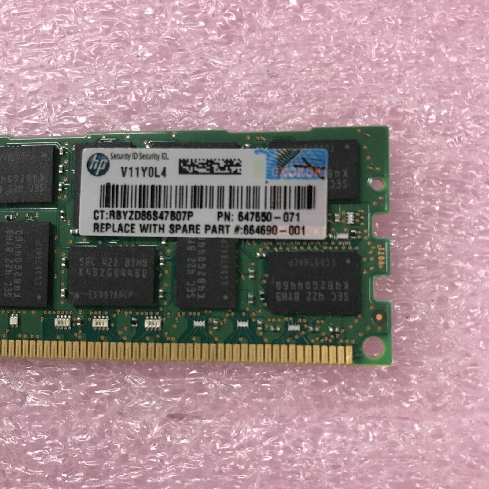 Samsung 16GB Kit 2x8GB 2Rx4 PC3L-10600R-09-12-E2-D3 Ram M393B1K70QB0-YH9Q8