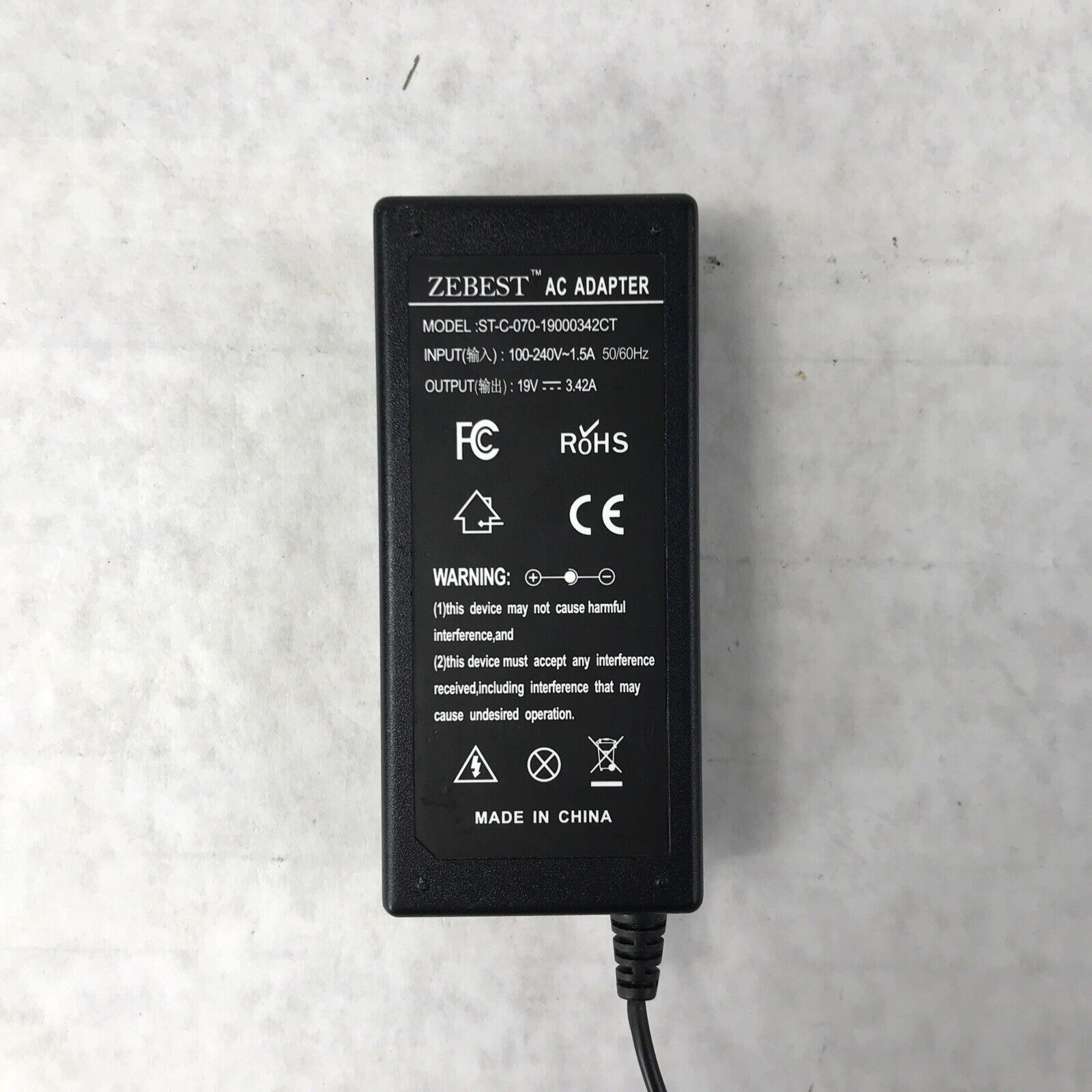 Zebest 65W AC Adapter for Acer ST-C-070-19000342CT Laptop Charger