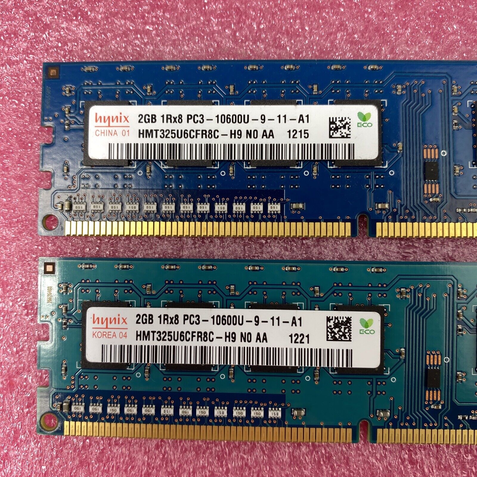 Lot of ( 2 ) 2GB Hynix HMT325U6CFR8C-H9 10600U Desktop RAM DDR3 1RX8