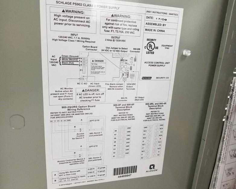 ALLEGION SCHLAGE PS902-2RS-FA Base Power Supply,2A,12/24VDC 2-Relay W/FA