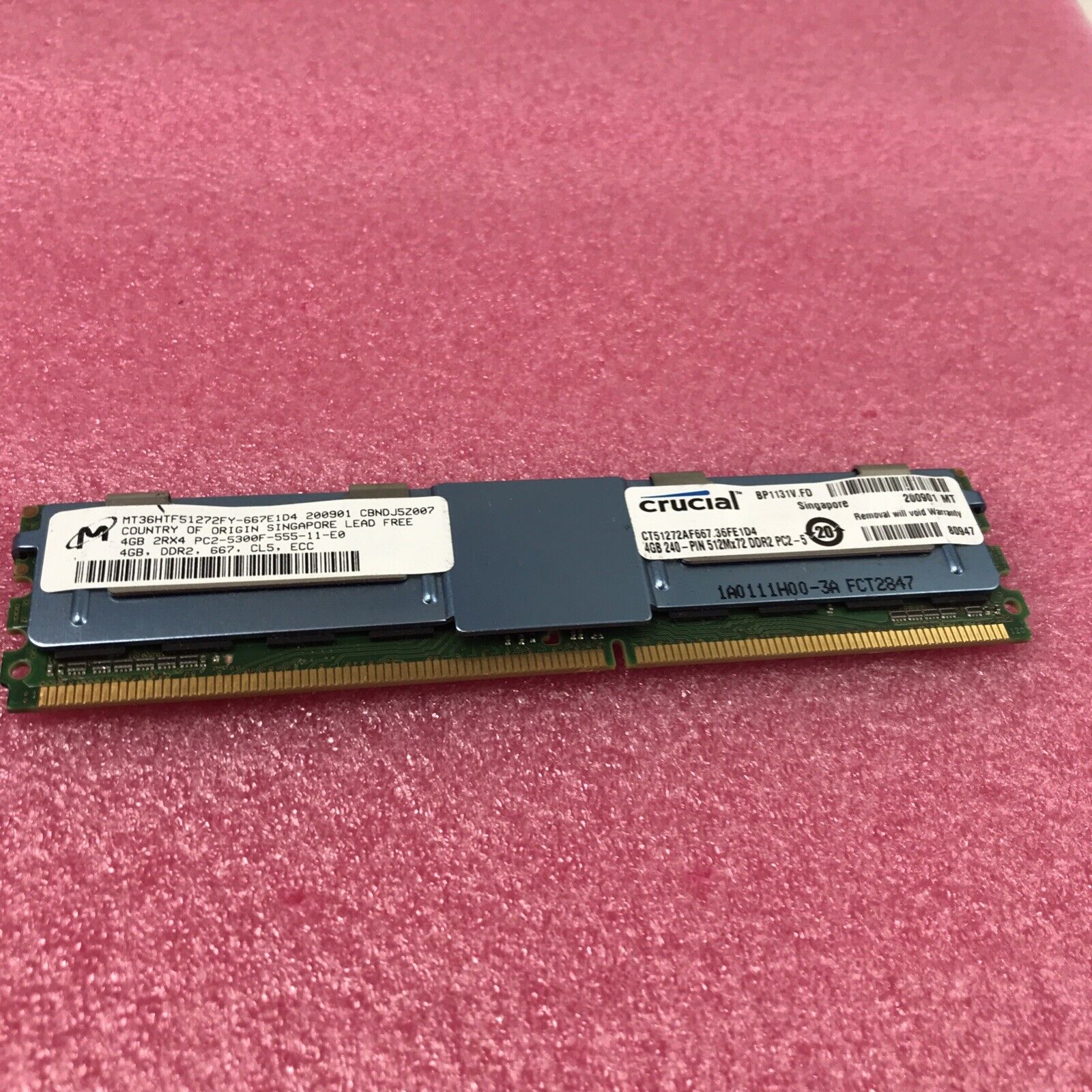 20GB Kit 5x 4GB 2XR4 PC2-5300F DDR2 CL5 ECC CT51272AF667 (Tested and Working)
