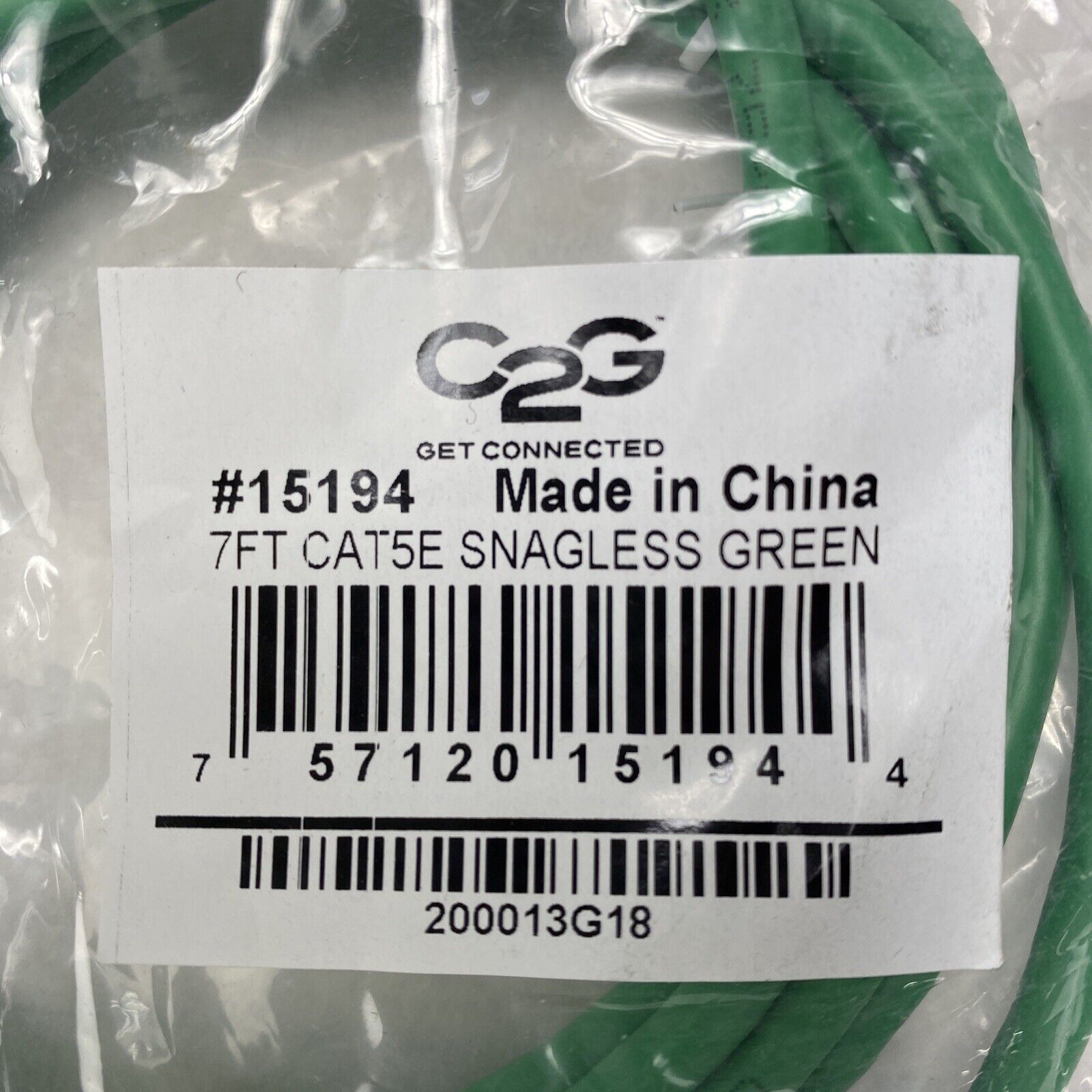 Lot( 10 ) 7ft Green Cat5e C2G 15194 Snagless Unshielded UTP Ethernet Patch Cable