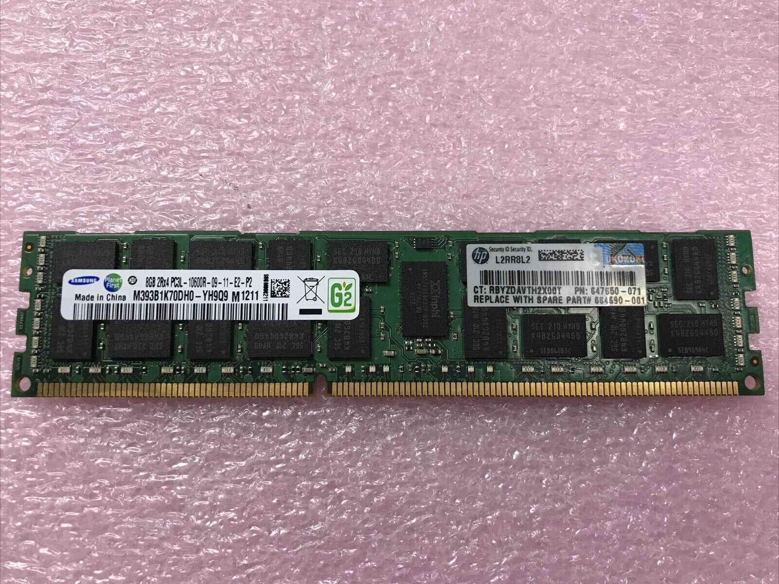 Samsung 16GB Kit 2x8GB 2Rx4 PC3L-10600R-09-11-E2-P2 Server Ram M393B1K70DH0-YH9Q