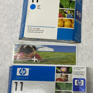 Lot( 2 ) HP 11 Cyan C4836A Ink Cartridge SEALED Expired 2008 + 2010