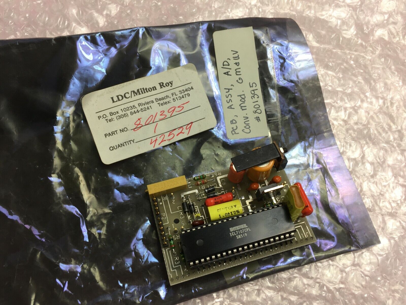 LDC / Milton Roy Part# 801395  PCB Assy, A/D Conv Mod  GM & UV