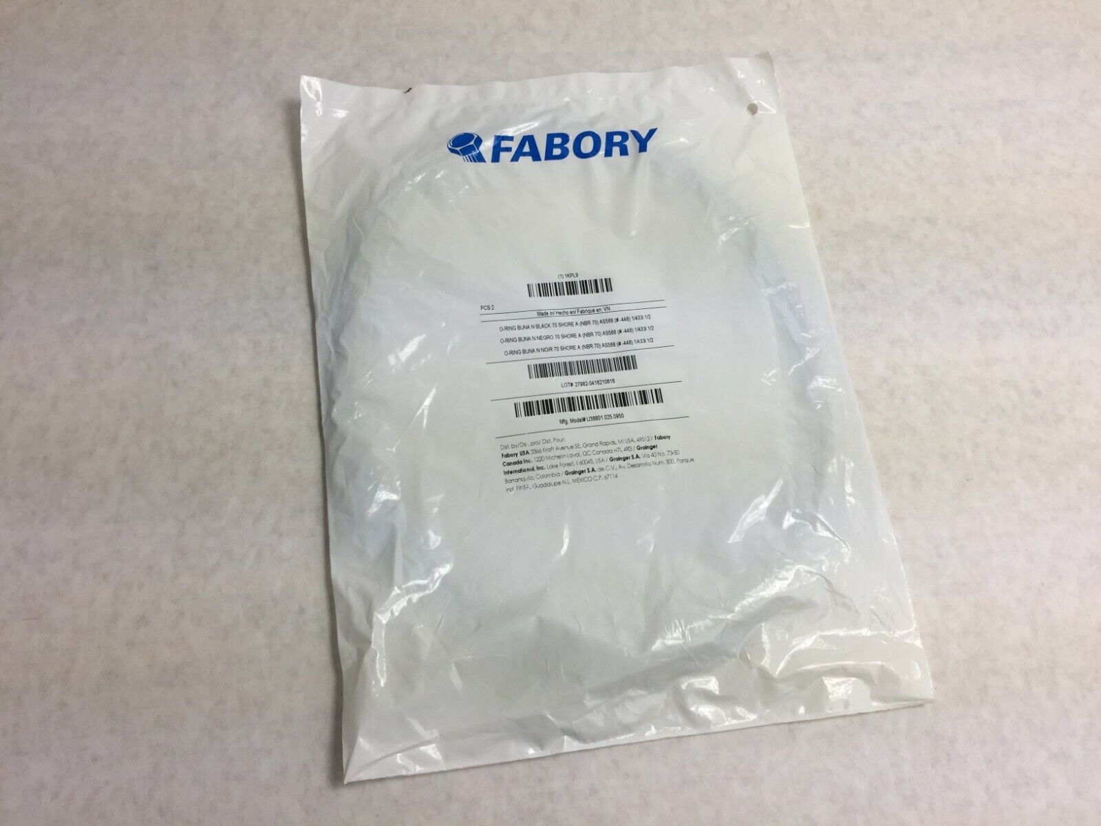 Fabory 1KPL9 AS-568 O-Ring 1/4 x 9.1/2    2 in Package  Factory Sealed