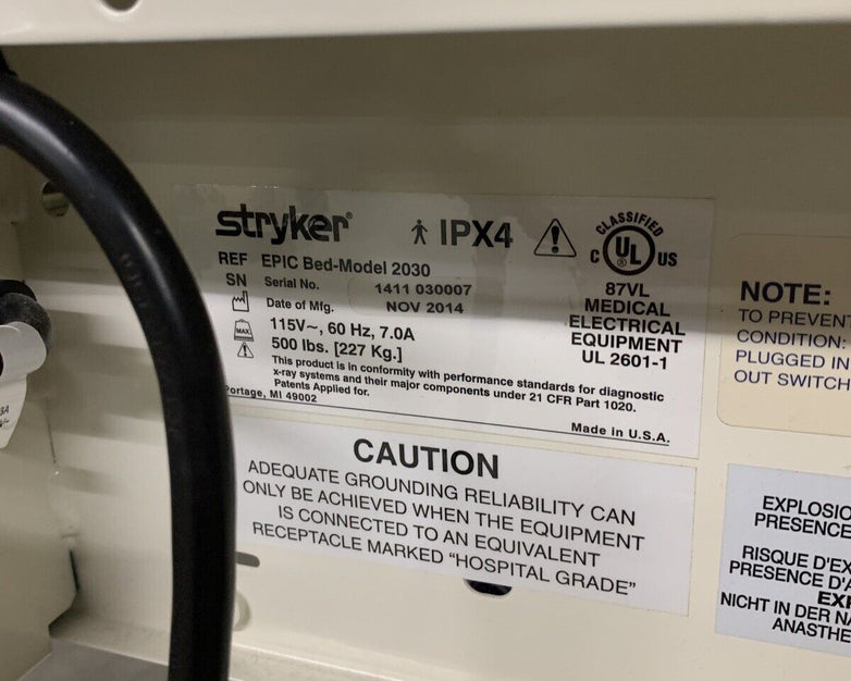 Stryker Epic Bed 2030 Critical Care Hospital Bed w/ Comfort Gel Mattress