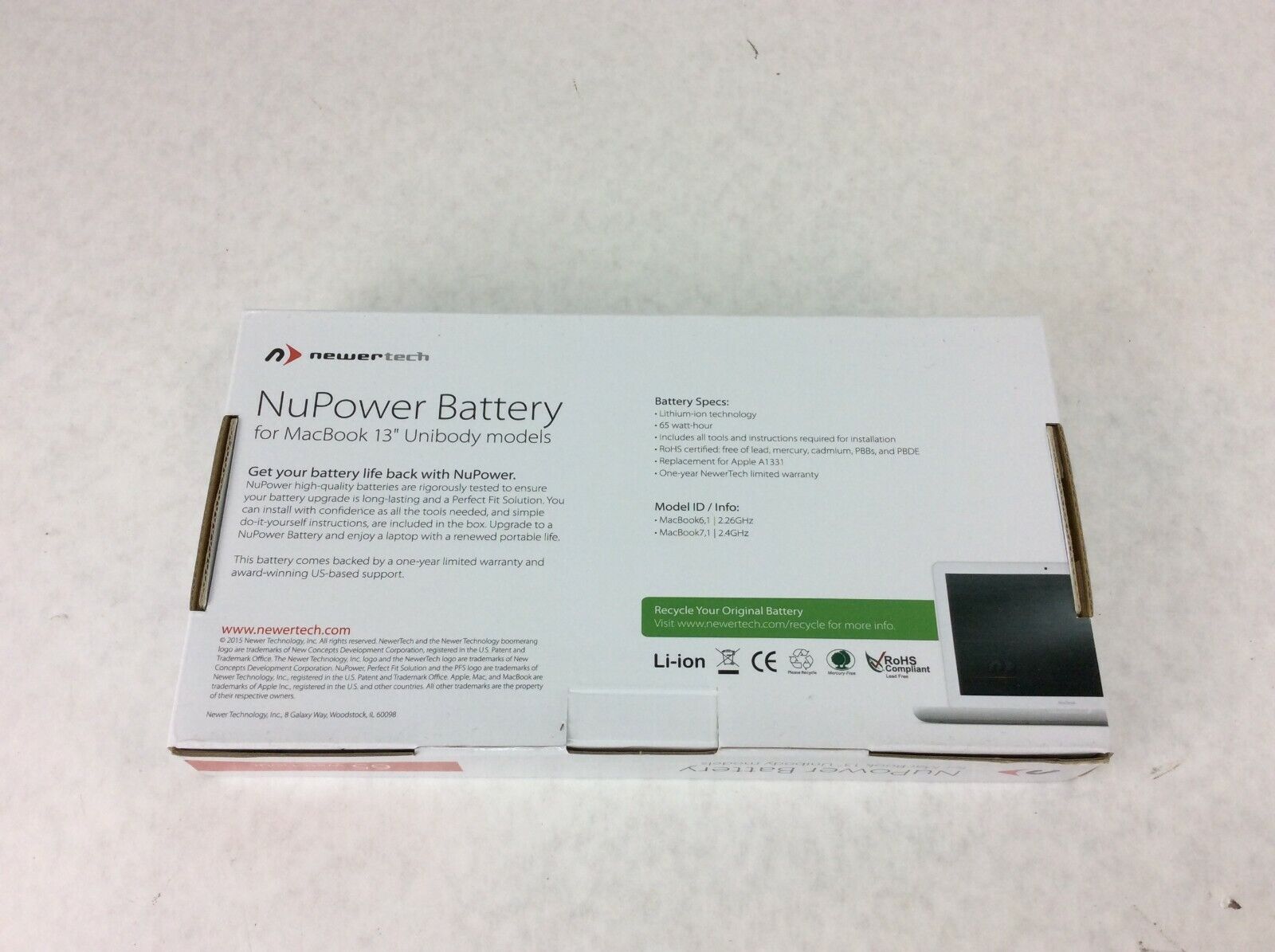 Newertech NuPower Battery 13" Unibody Apple MacBook 6.1 7.1 A1331 Battery 65W