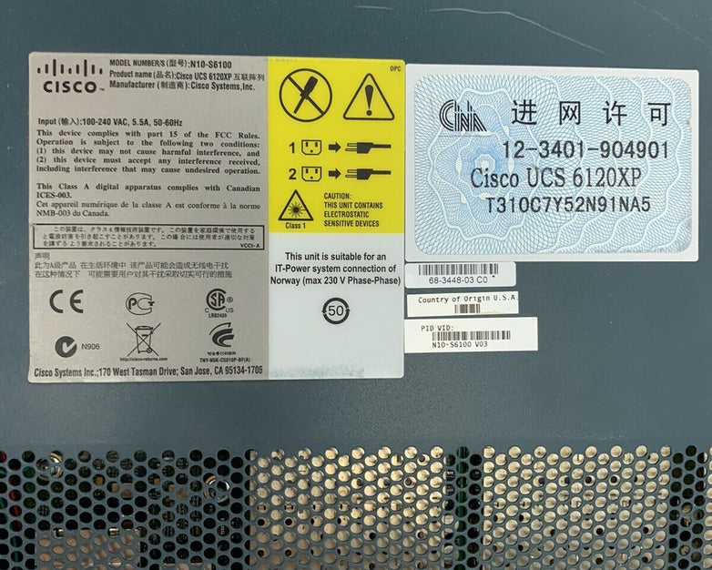 Cisco UCS6100 20 Port Managed Switch N10-S6100 V03 2x PWS and Fans