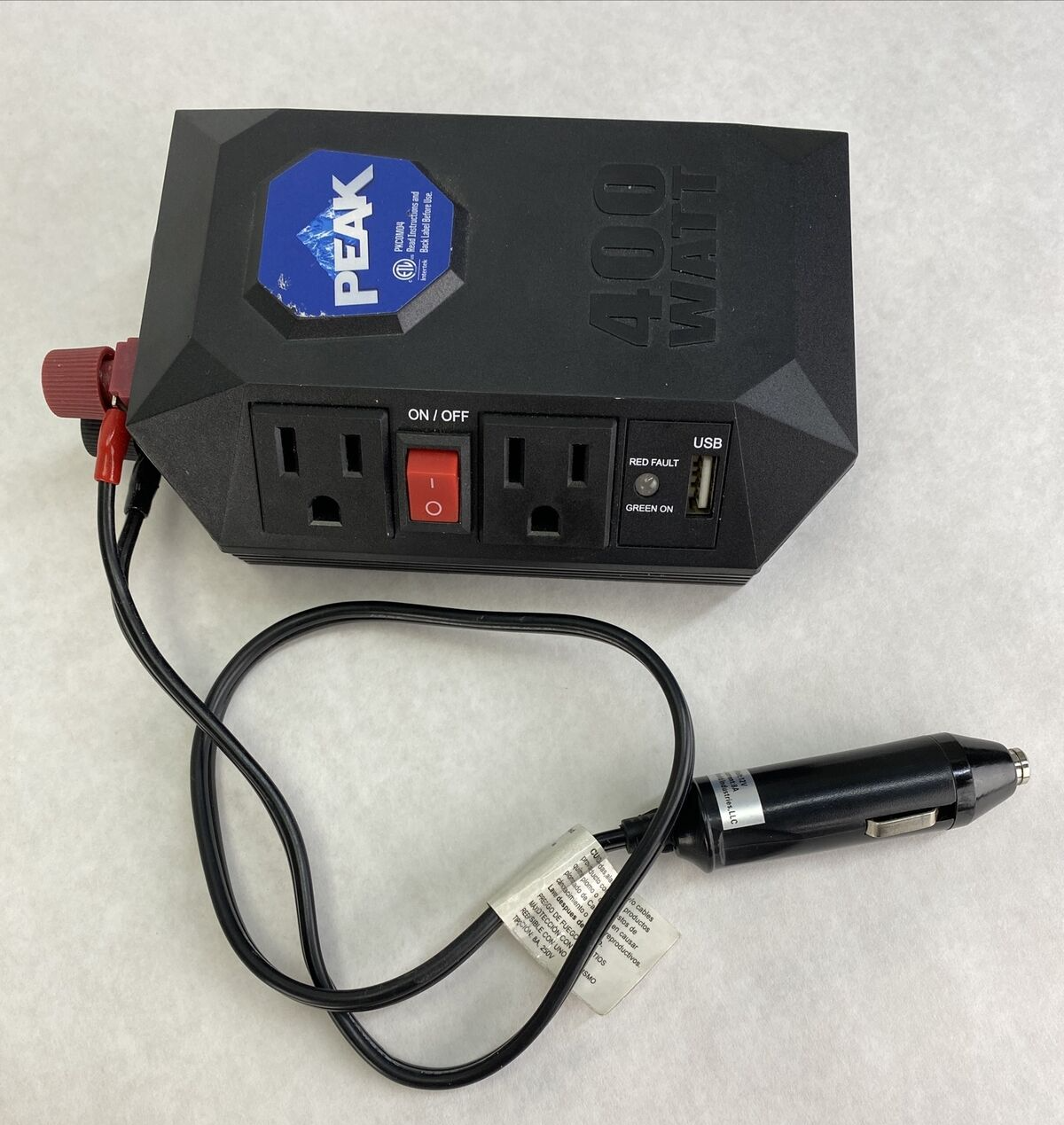Peak PKC0M04 Mobile 400 Watts Automobile 2 AC Power Outlet w/ USB Charger