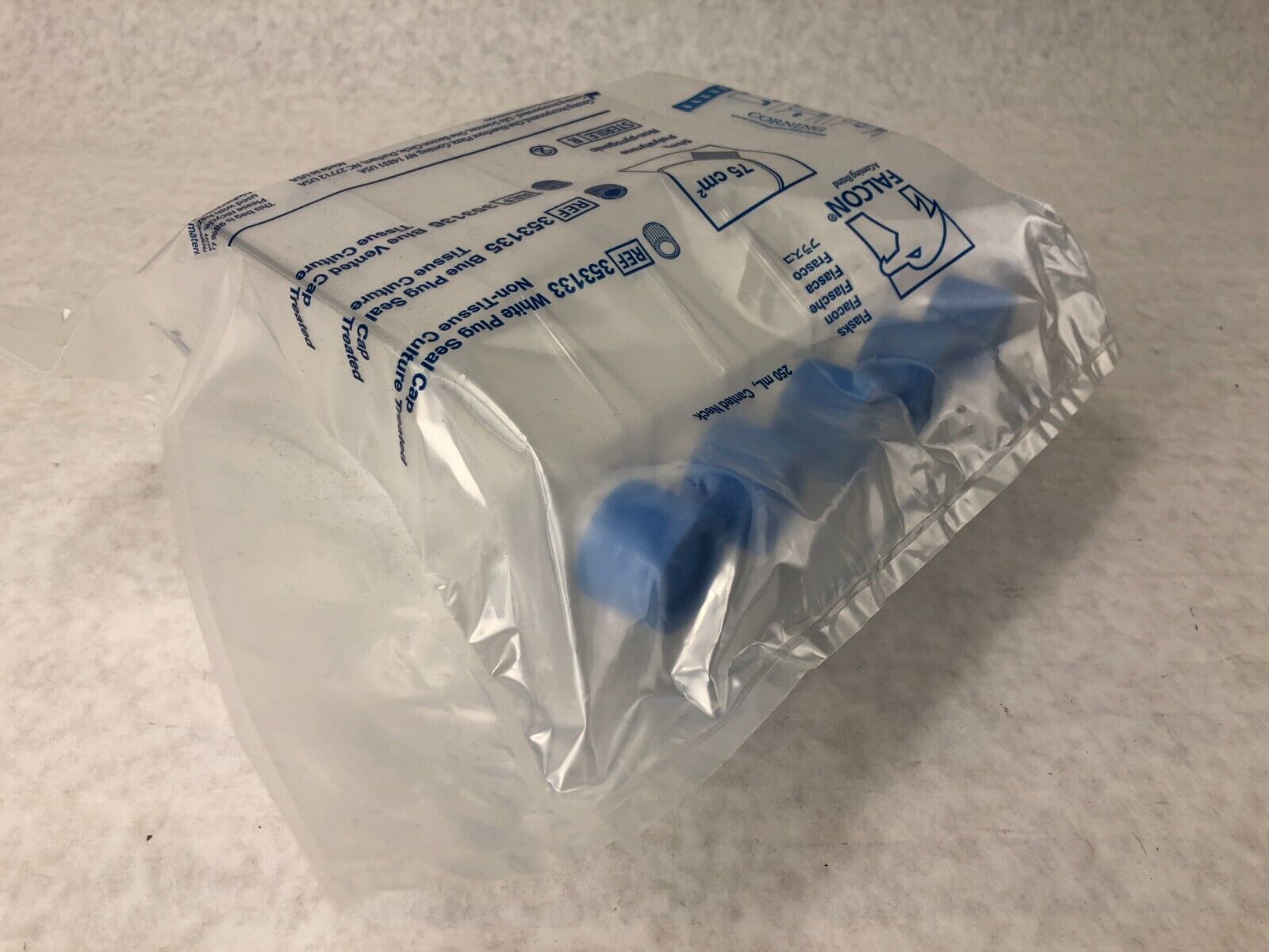 Falcon 353136 250ML Flask Canted Neck BLue Vented Cap Sterile Lot of 10