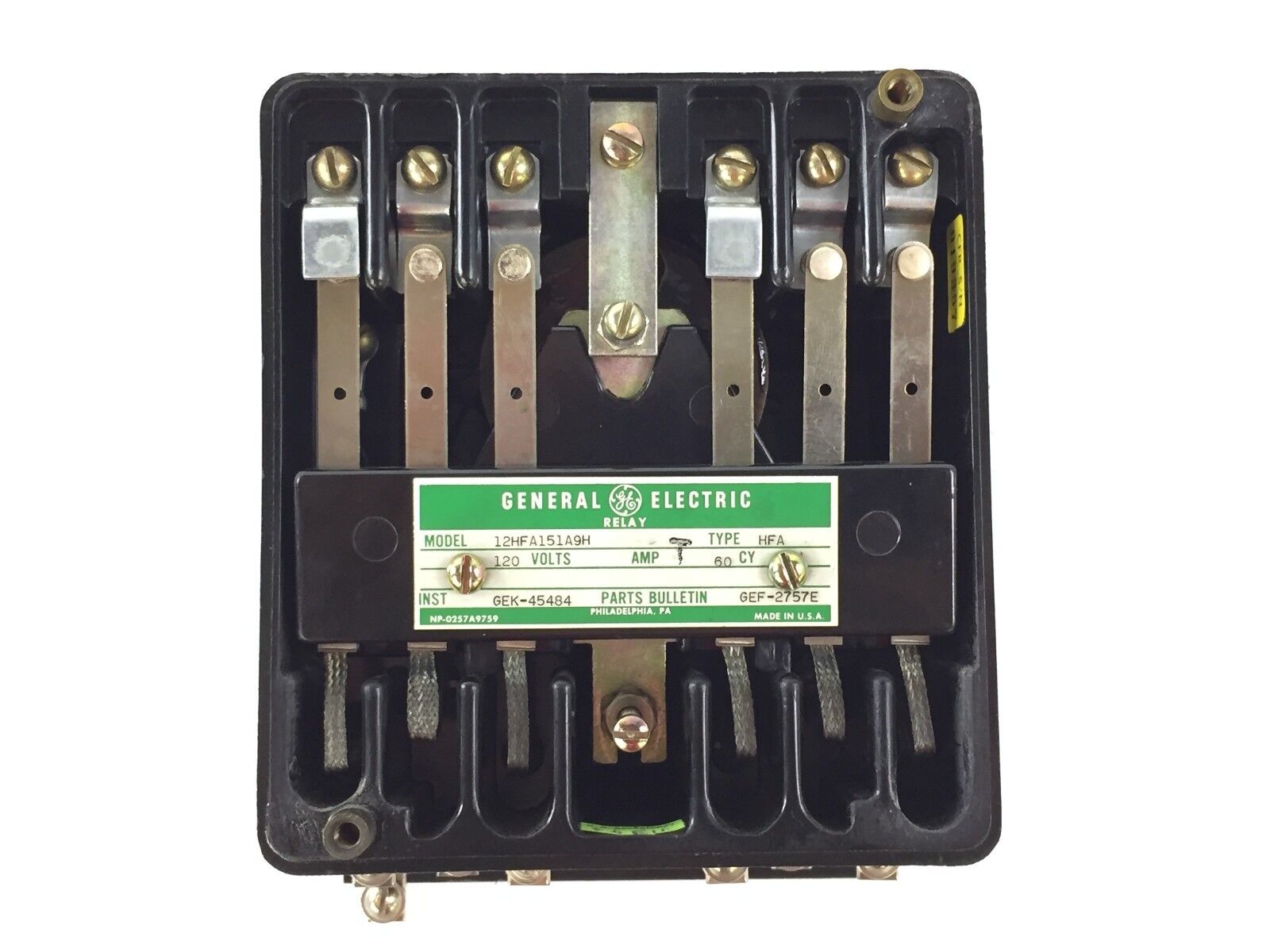 General Electric Relay Model 12HFA151A9H 120 Volt Multicontact CRACKED COVER