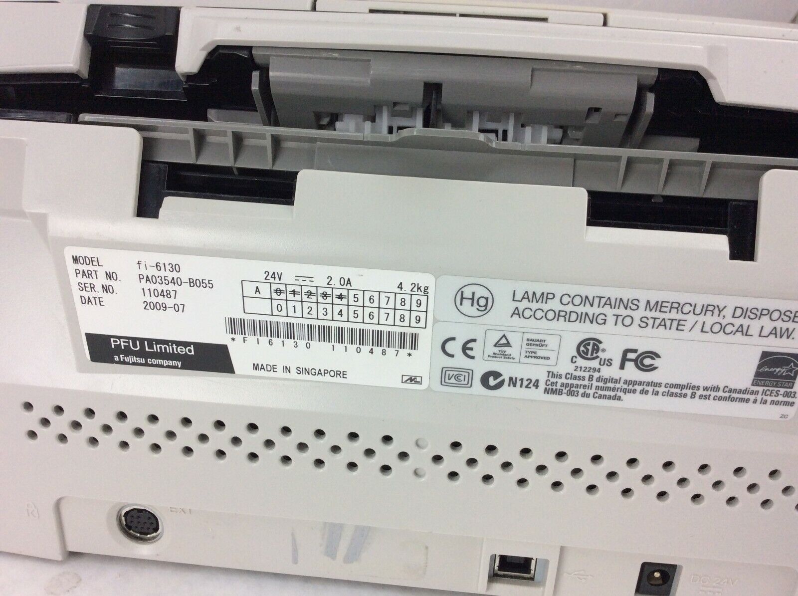 Fujitsu fi-6130 Duplex Document Color Scanner No Power Supply - Needs Rollers