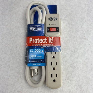 TrippLite TLP404 4 Outlet 390J Surge Protector 4ft Power Strip