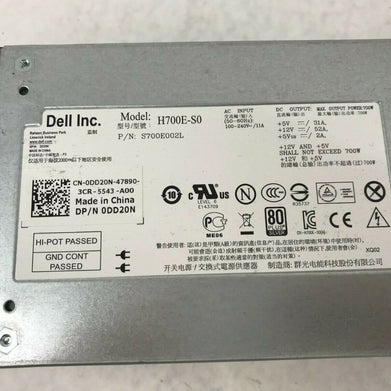 Genuine Dell 80+ Silver 700w Power Supply H700E-S0 DD20N - Tested