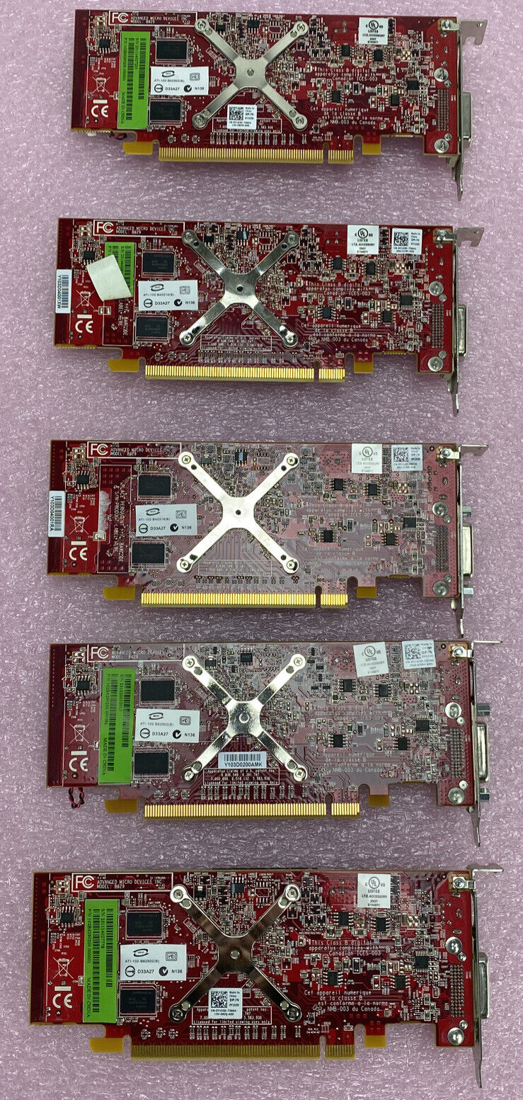 Lot of 5 ATI 109-B62491-00 Radeon HD 3450 256MB DMS-59 S-Video PCIe GPU 0Y103D