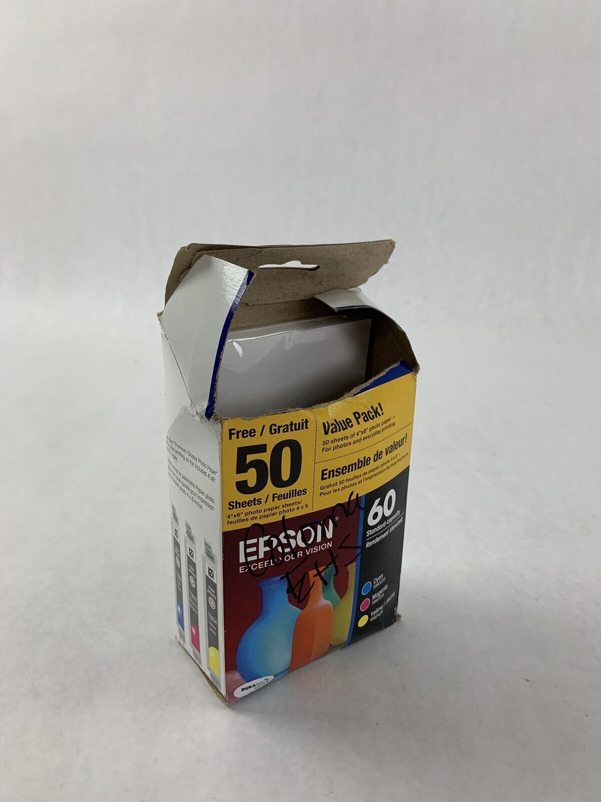 OEM Epson 60 Cyan/Magenta/Yellow Toner Value Pack w/ 50 4x6 Photo Papers