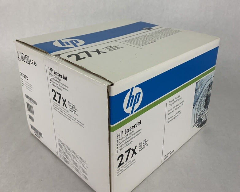 New Sealed OEM HP C4127D Dual Pack 2-27X Black Toner for Laserjet 4000 & 4050