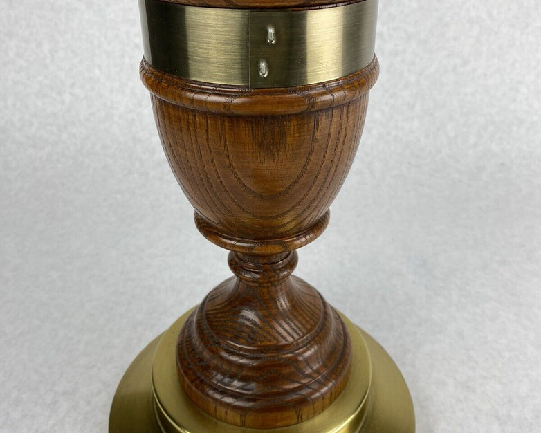 Vintage 1 + 3 Bulb Candelabra Wood Brass Table Lamp 9ft Cord NO SHADE