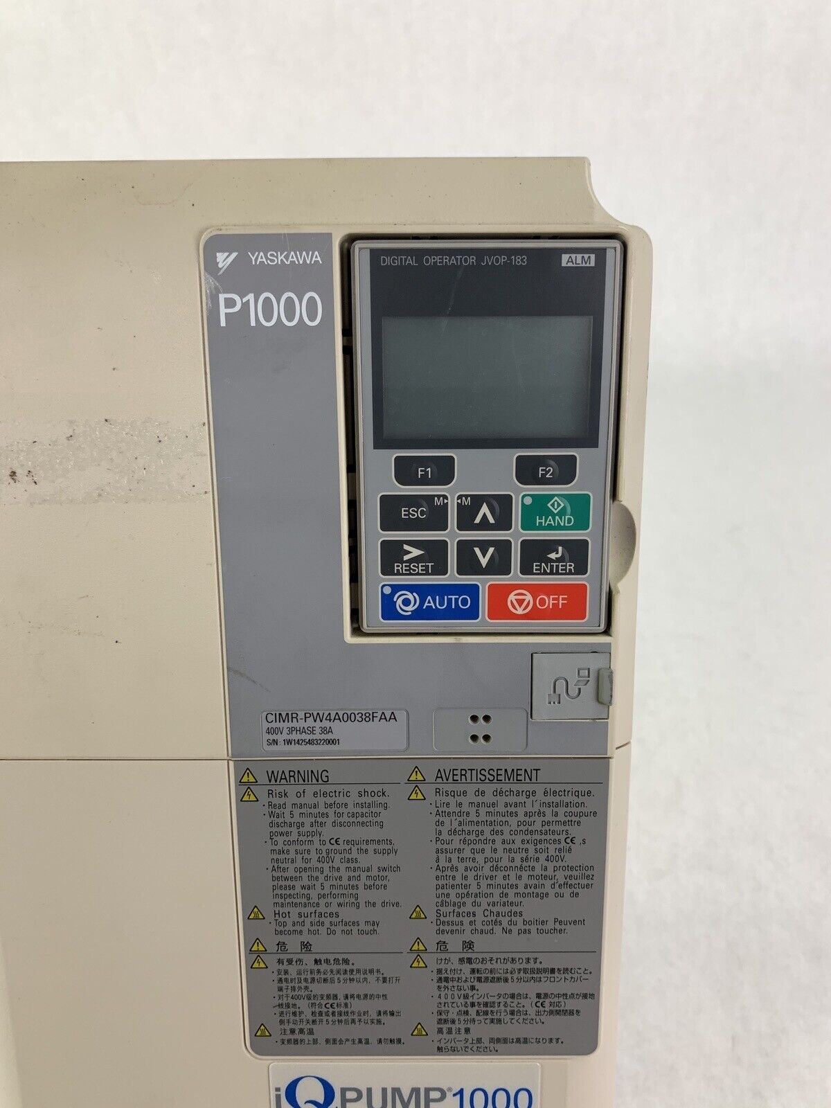 Yaskawa P1000 200V 3 Phase 8A Variable Frequency drive CIMR-PW4A0038FAA