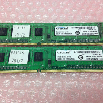 Crucial 4GB (2x2GB) 240-PINN DIMM 256MX64 DDR3 RAM CT25664BA1339.C8FER2 RAM