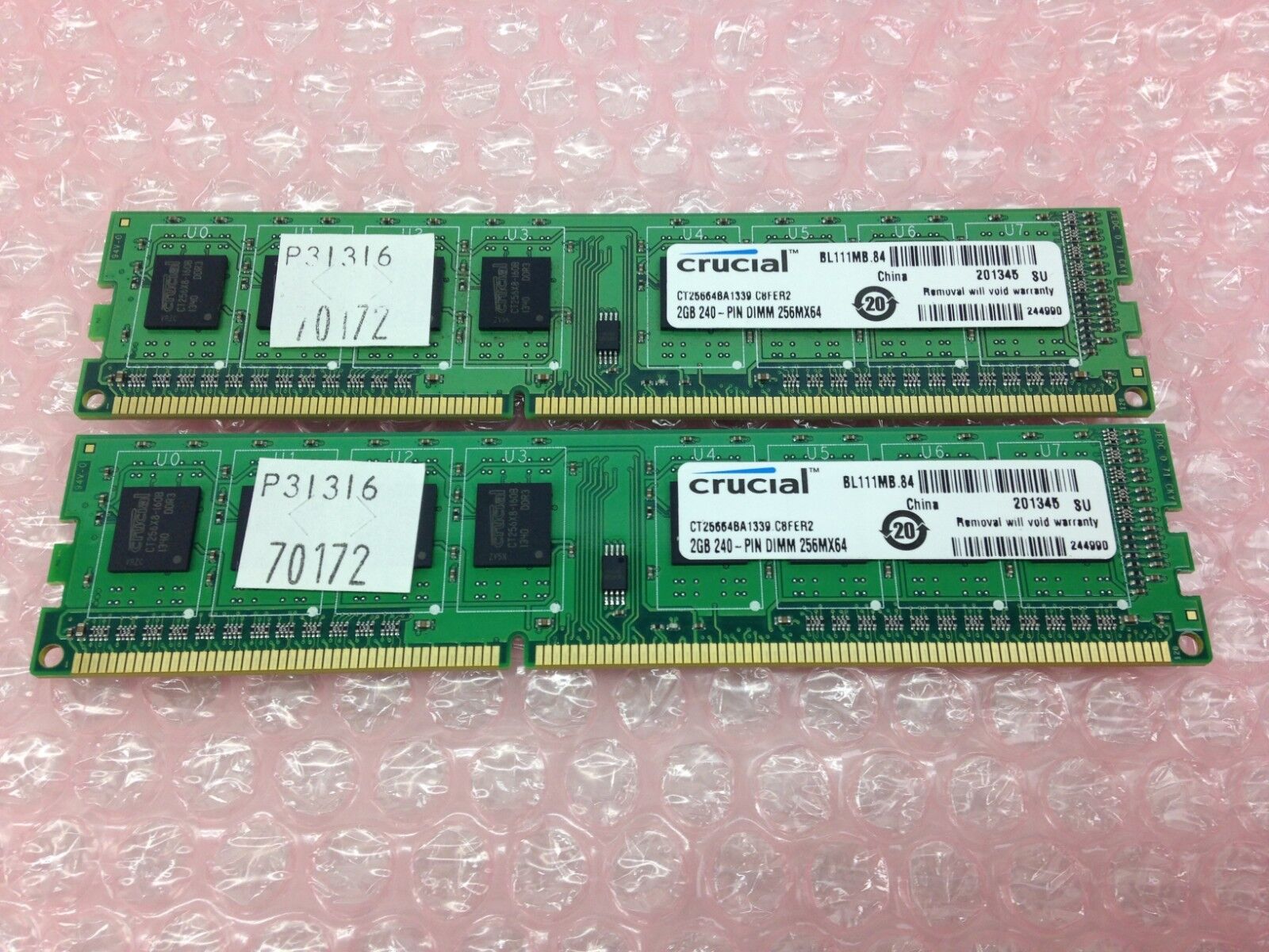 Crucial 4GB (2x2GB) 240-PINN DIMM 256MX64 DDR3 RAM CT25664BA1339.C8FER2 RAM