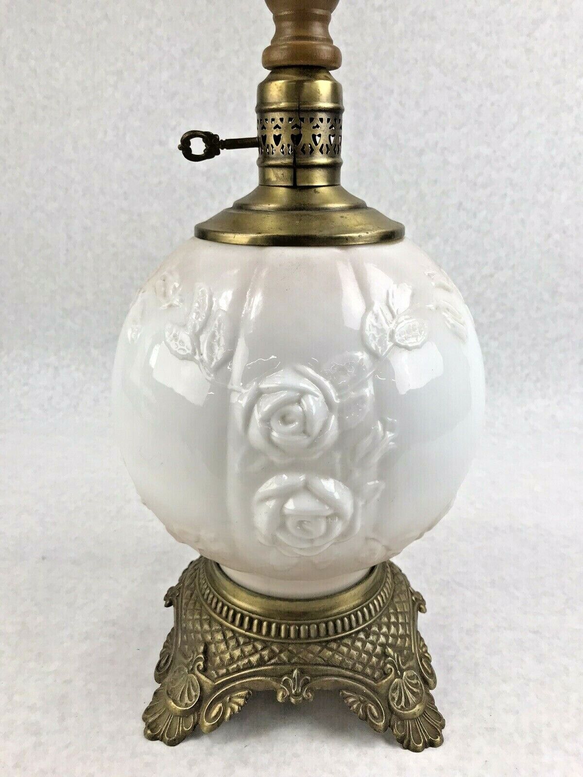 M.C. CO GIM 644 Antique Lamp - White Floral Globe