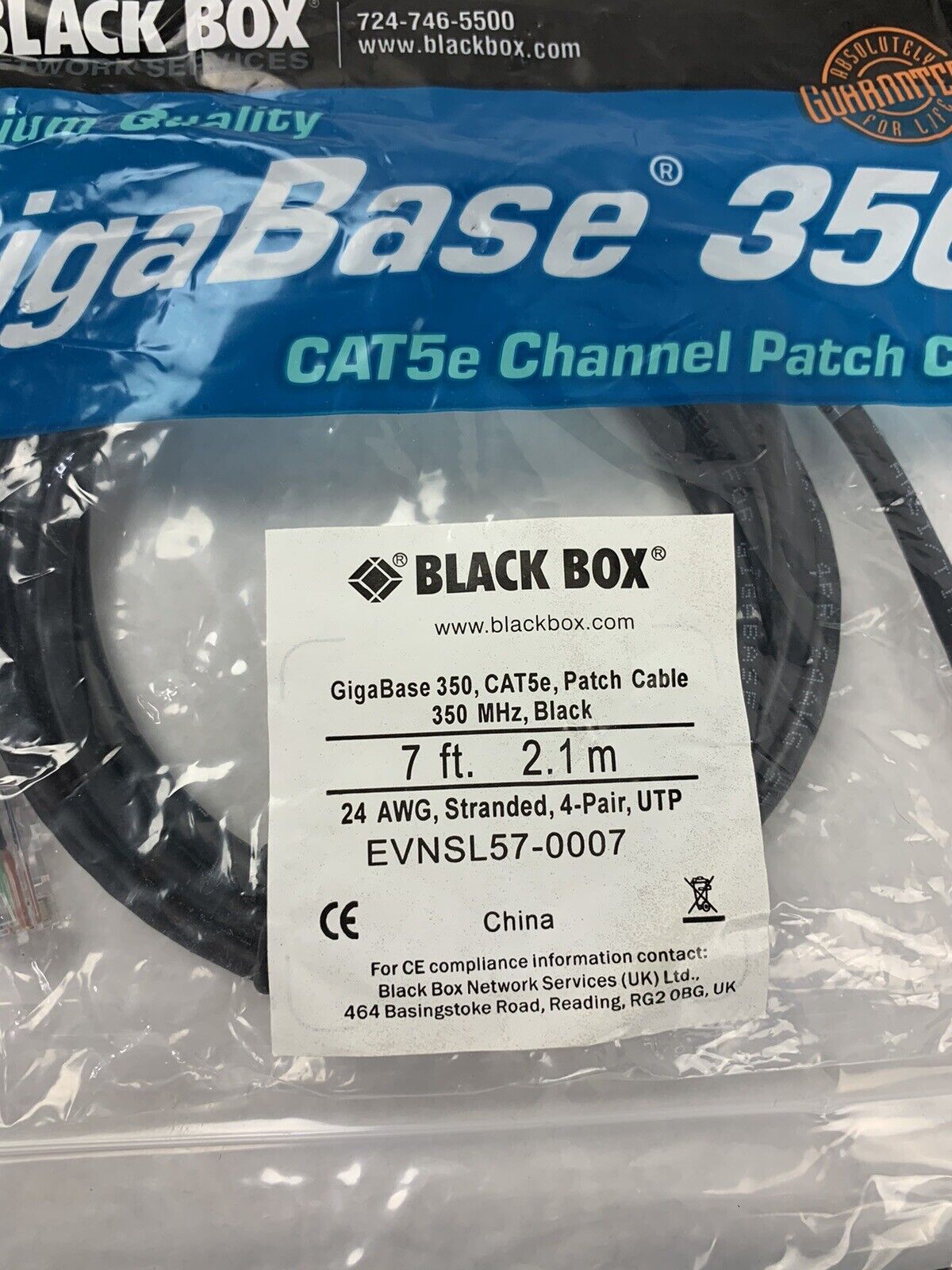 Lot of 4 Black Box EVNSL57-0007 GigaBase 350 CAT5E 350 Mhz