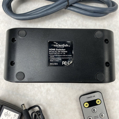 Rocketfish RF-HDMI4 HDMI Switch 4 Port 4k Ultra HD HDR 18 Gbps + Remote Control