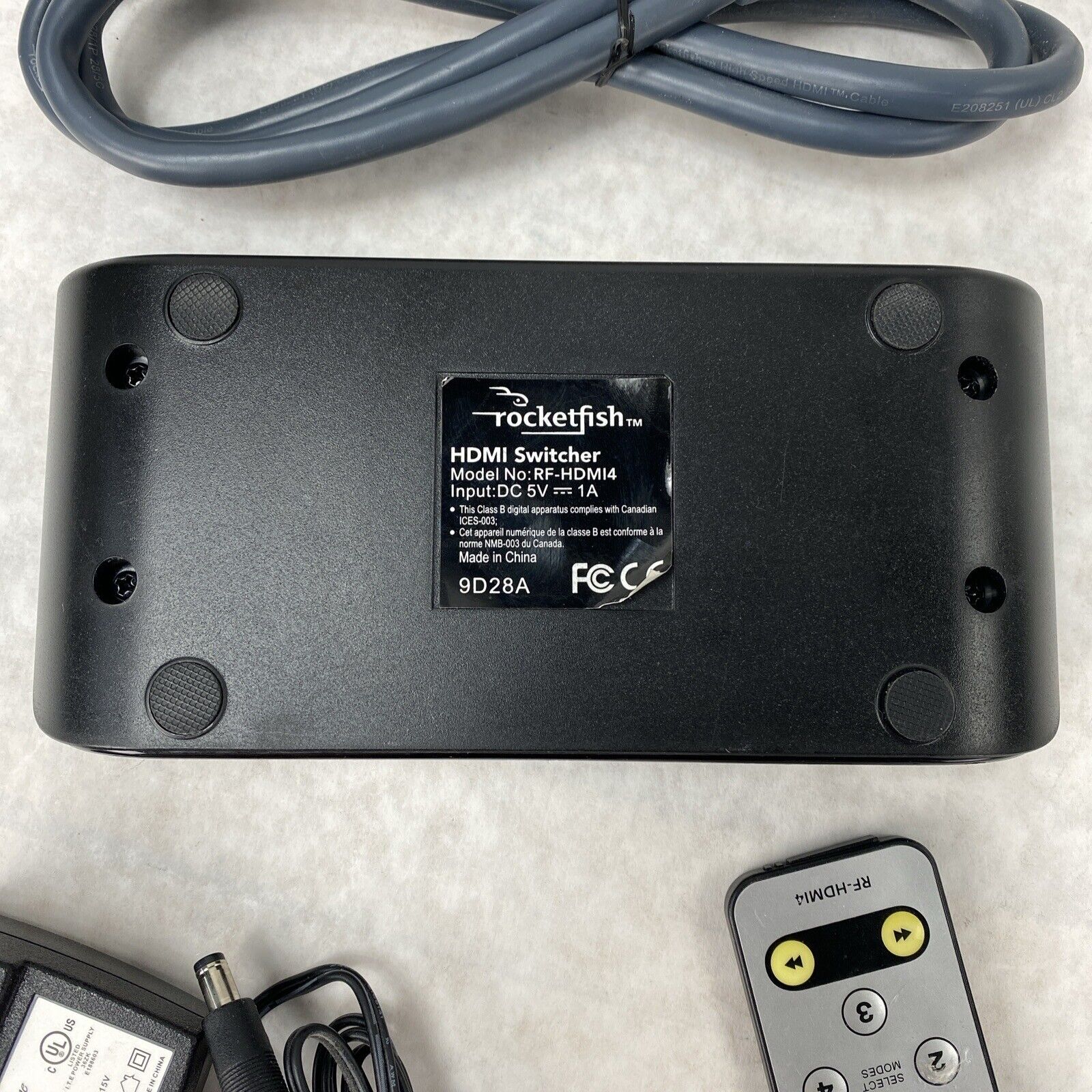 Rocketfish RF-HDMI4 HDMI Switch 4 Port 4k Ultra HD HDR 18 Gbps + Remote Control