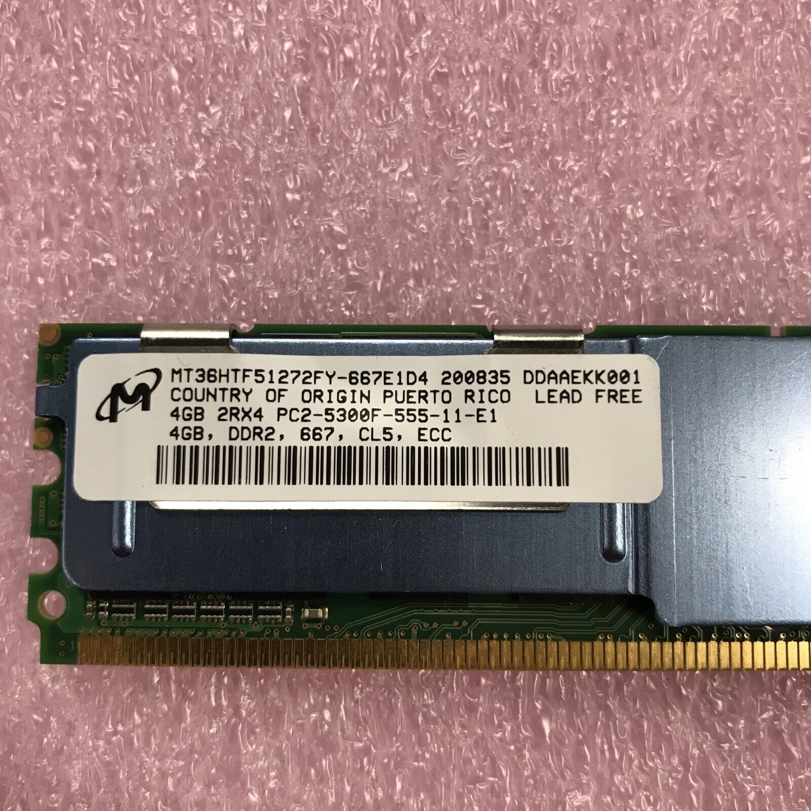 Micron 8GB Kit 2x4GB 2Rx4 PC2-5300F-555-11-E1 DDR2 MT36HHTF51272FY Server Ram