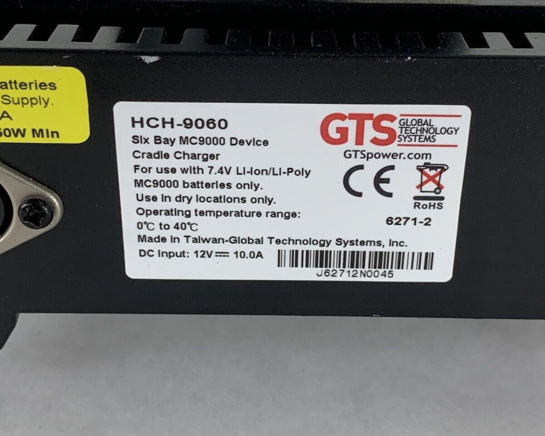 GTS Six Bay Battery MC9000 Device Charger HCH-9060 W/ Power Cord