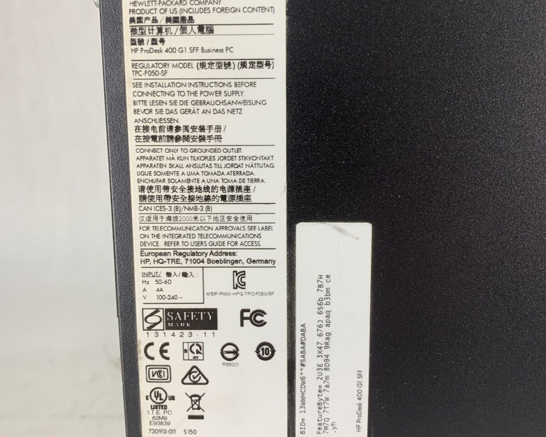 HP ProDesk 400 G1 SFF Intel Core i3-4130 3.4GHz 4GB RAM No HDD No OS