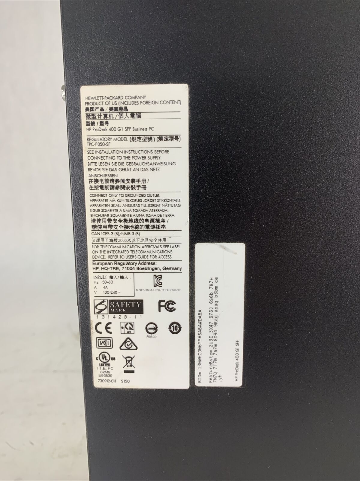 HP ProDesk 400 G1 SFF Intel Core i3-4130 3.4GHz 4GB RAM No HDD No OS