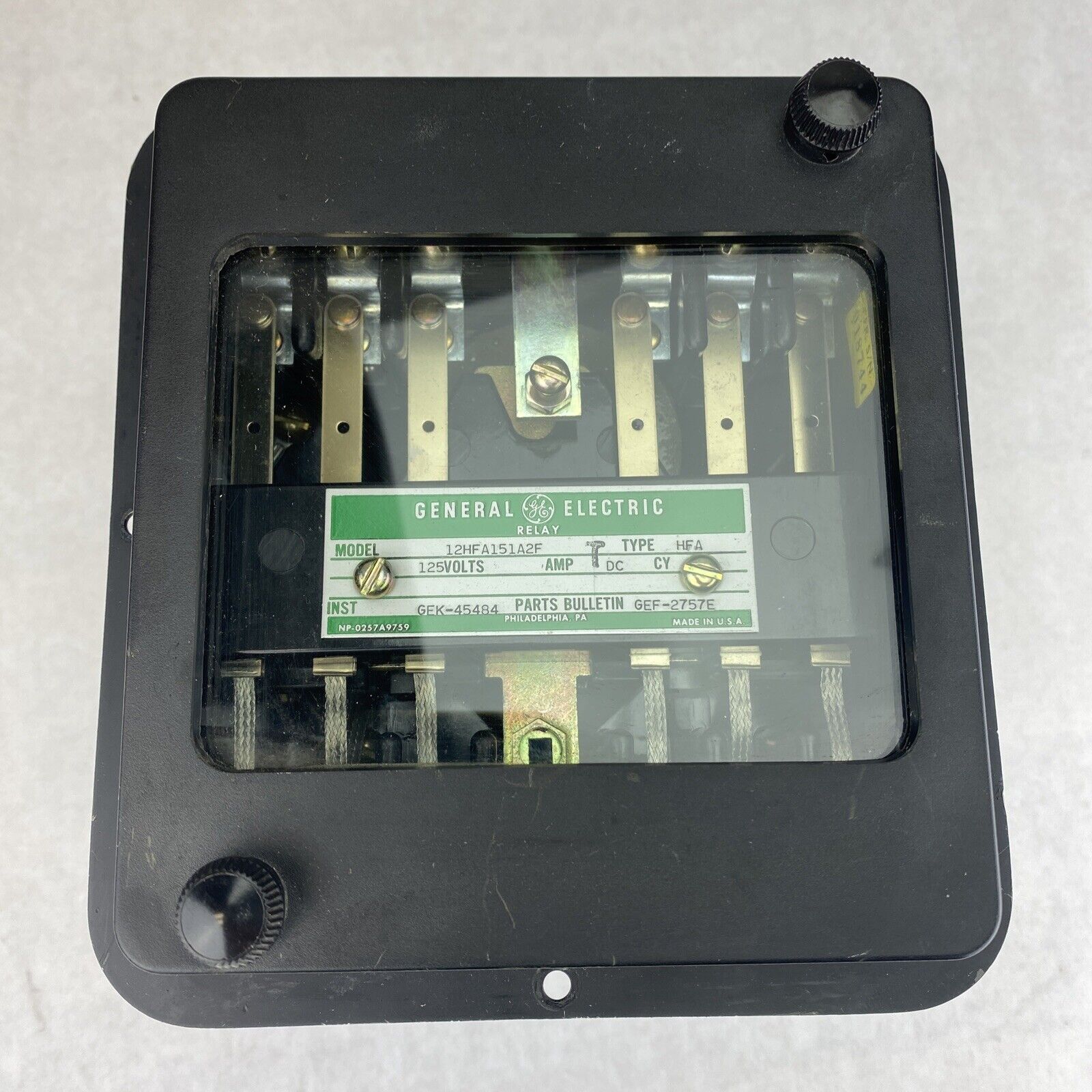 GE 12HFA151A2F Type HFA 5.5x6" 125VDC wall mount auxiliary relay
