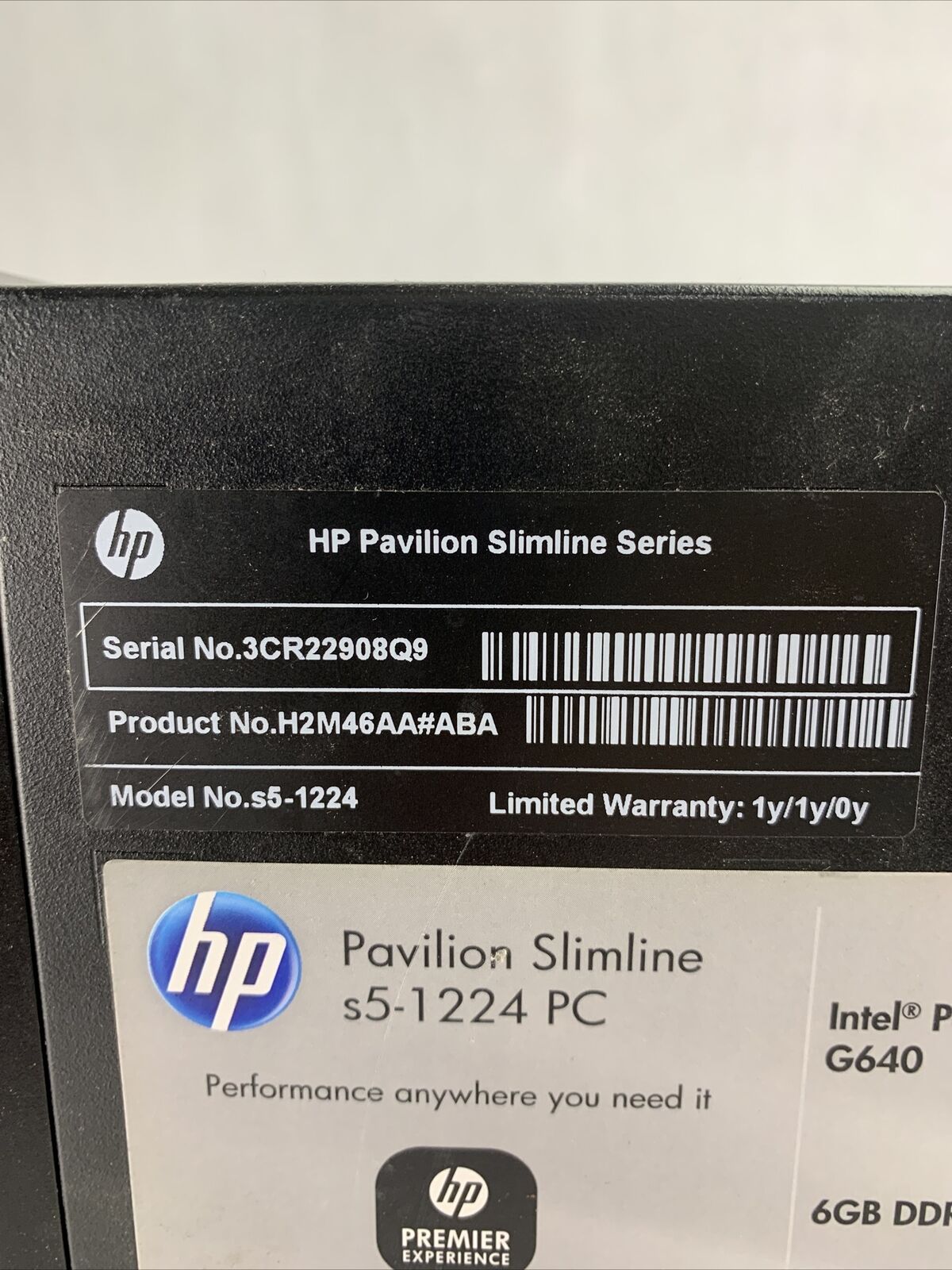 HP S5-1224 SFF Intel Pentium G620 2.8GHz 6GB RAM No HDD No OS