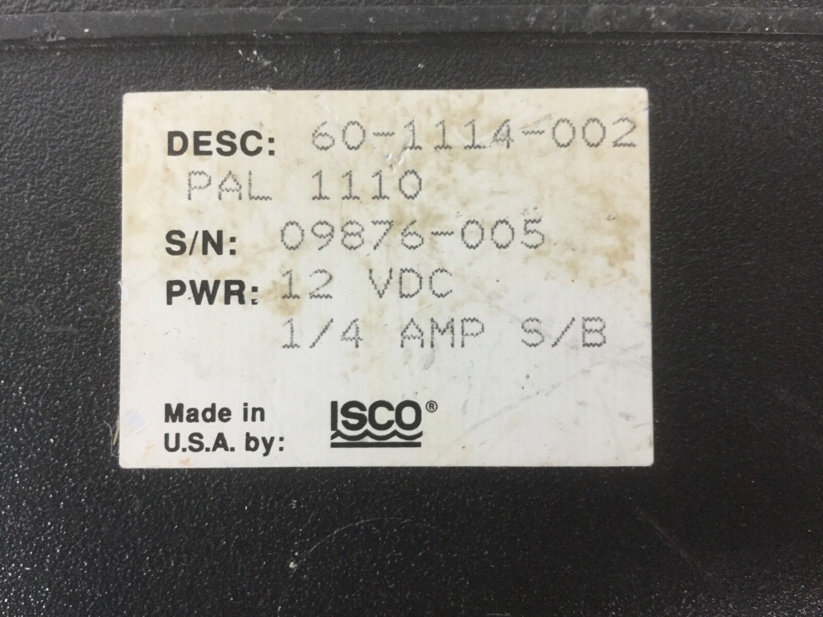 ISCO PAL 1110 Parameter Actuator/Logger, Powers On & Reset,