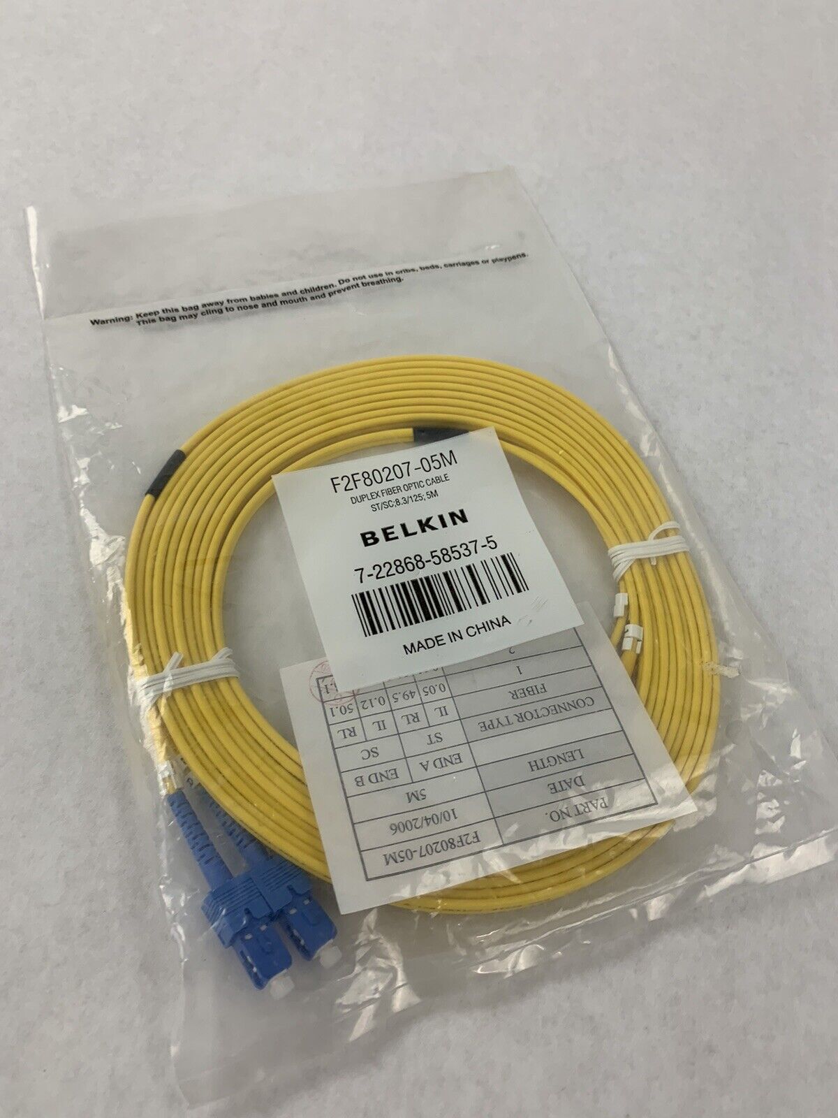 Belkin F2F80207-05M Fiber Optic Cable