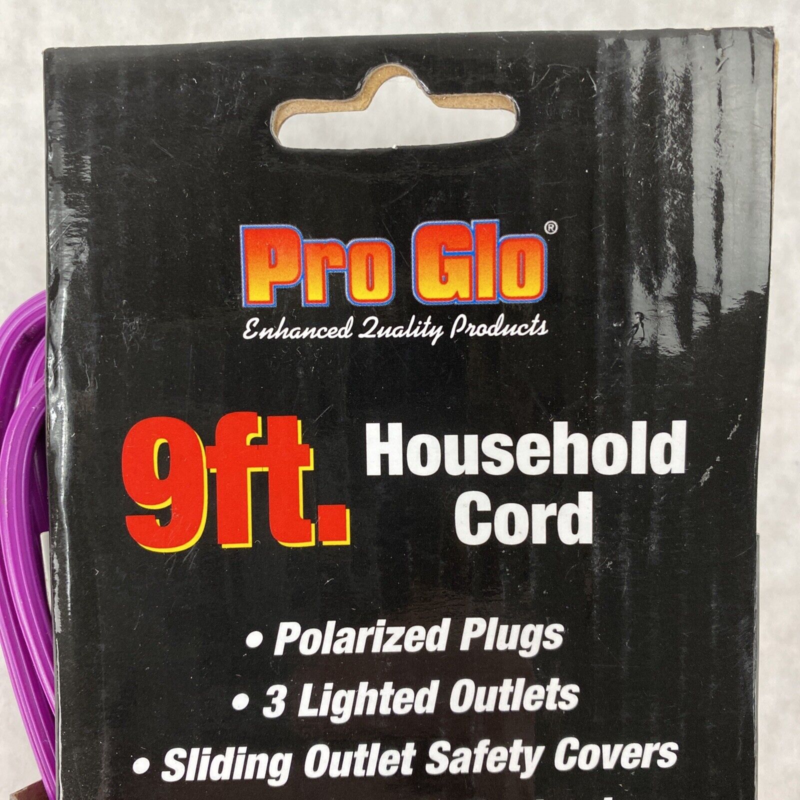 Century Wire Pro Glo 9ft Household Extension Polarized AC Power Cord Purple