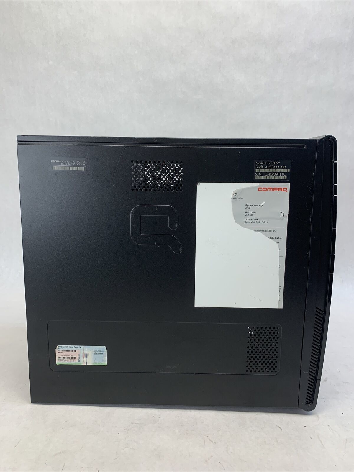 Compaq Presario CQ5205Y MT AMD Sempron LE-1300 2.3GHz 4GB RAM No HDD No OS
