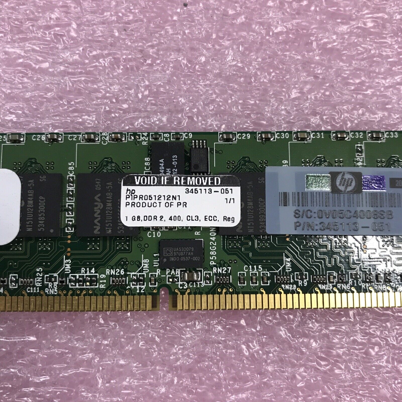 SMT 4GB Kit 4x1GB 1Rx4 PC2-31200R-333-11-H0 Server Ram DDR2 ECC 345113-01