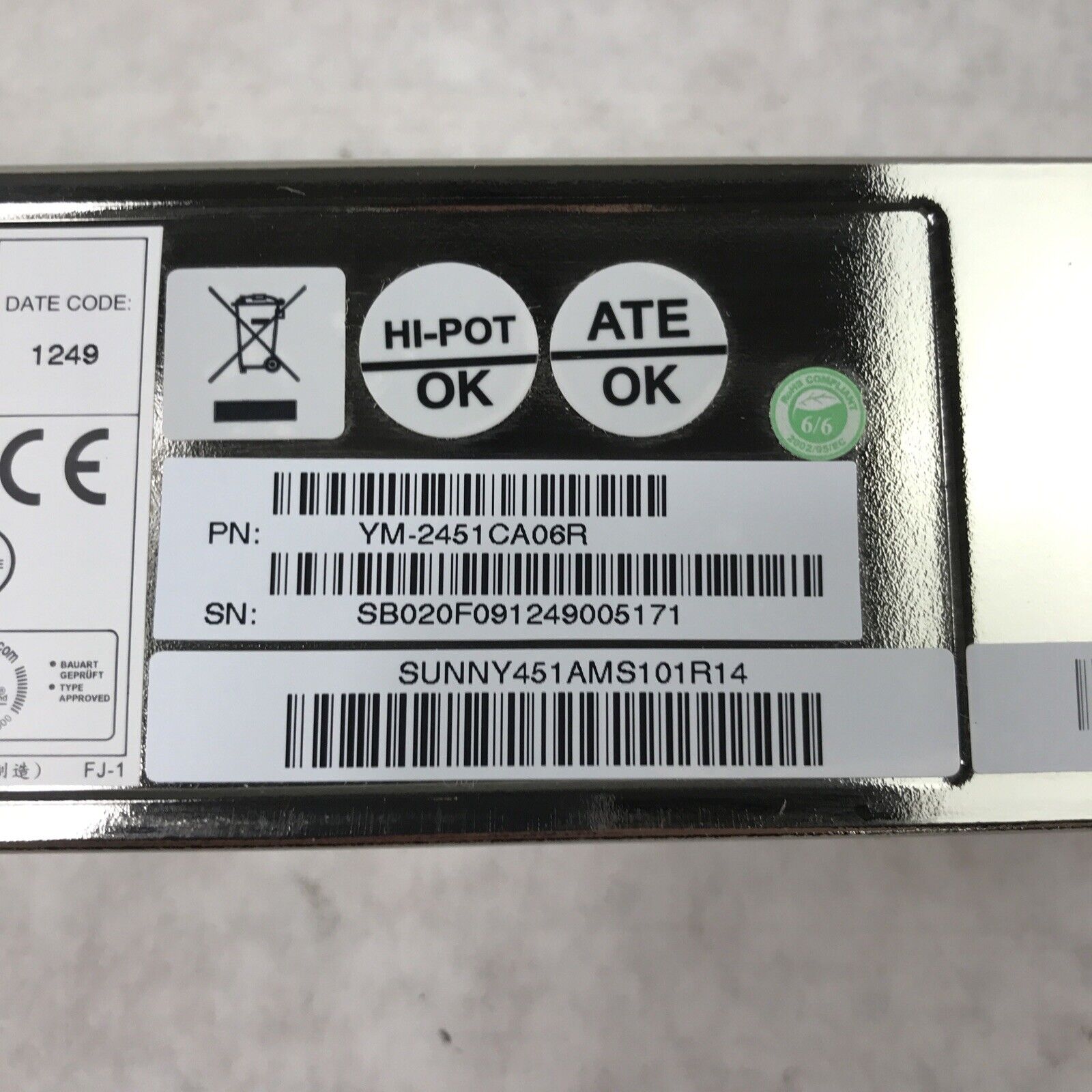 Lot of 2 3Y Power Technology YM-2451C Rev B 450W YM-2451CA07R