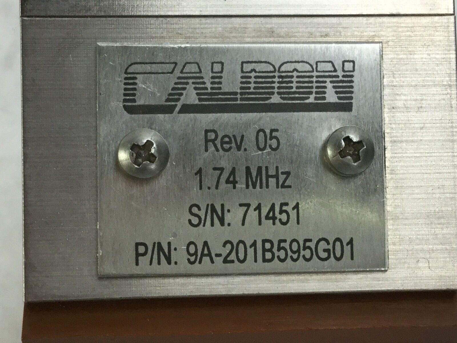 Caldon 9A-201B595G01 1.74 MHz CW 7967  OW 38.00  HW .635  Untested