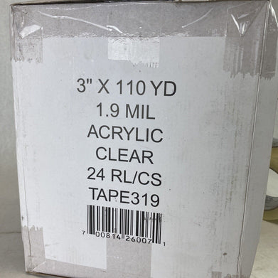24 rolls Strong and Sticky 1.9 Mil Acrylic Clear tape 3" x 110 yd or 72mm x 100m