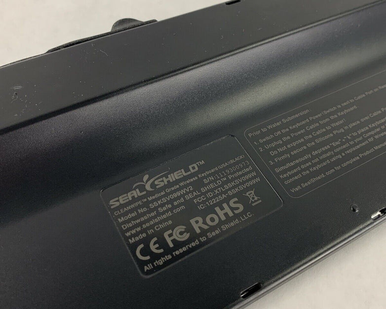 Seal Shield Wireless Waterproof Keyboard SSKSV099WV2 Black Tested No Receiver