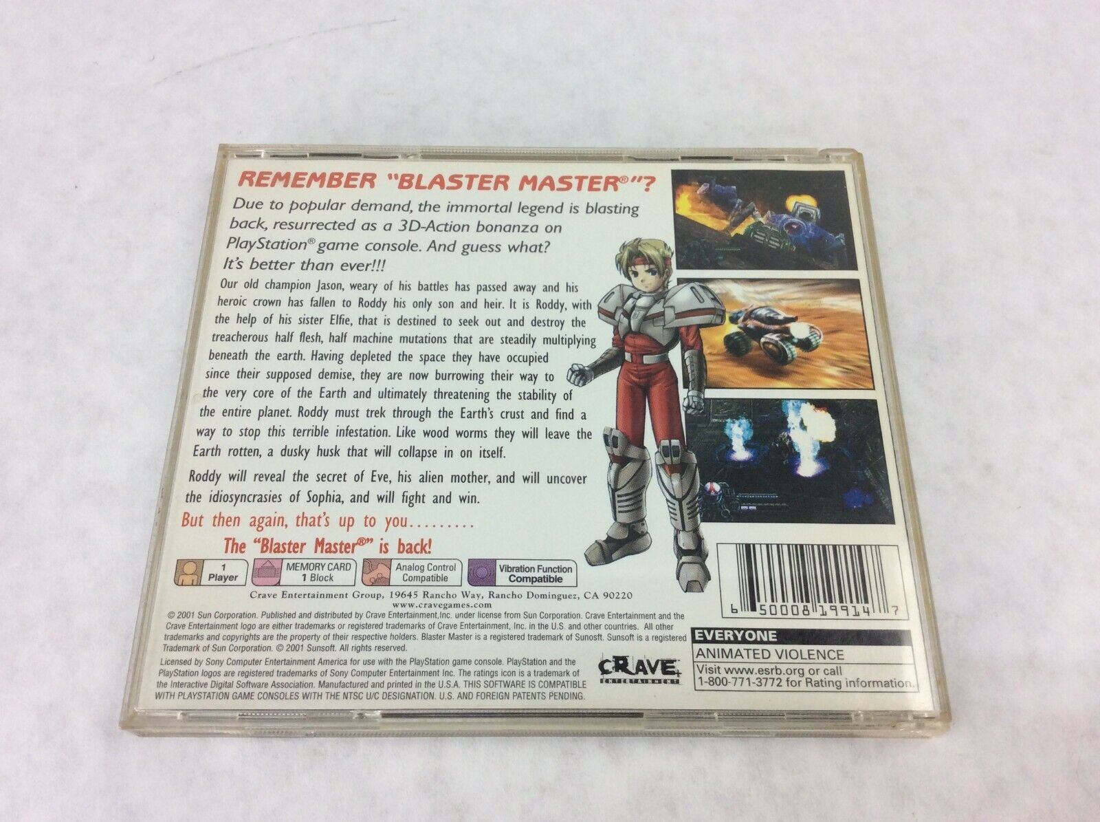 Blaster Master: Blasting Again (PlayStation PS1) Complete w/ Manual