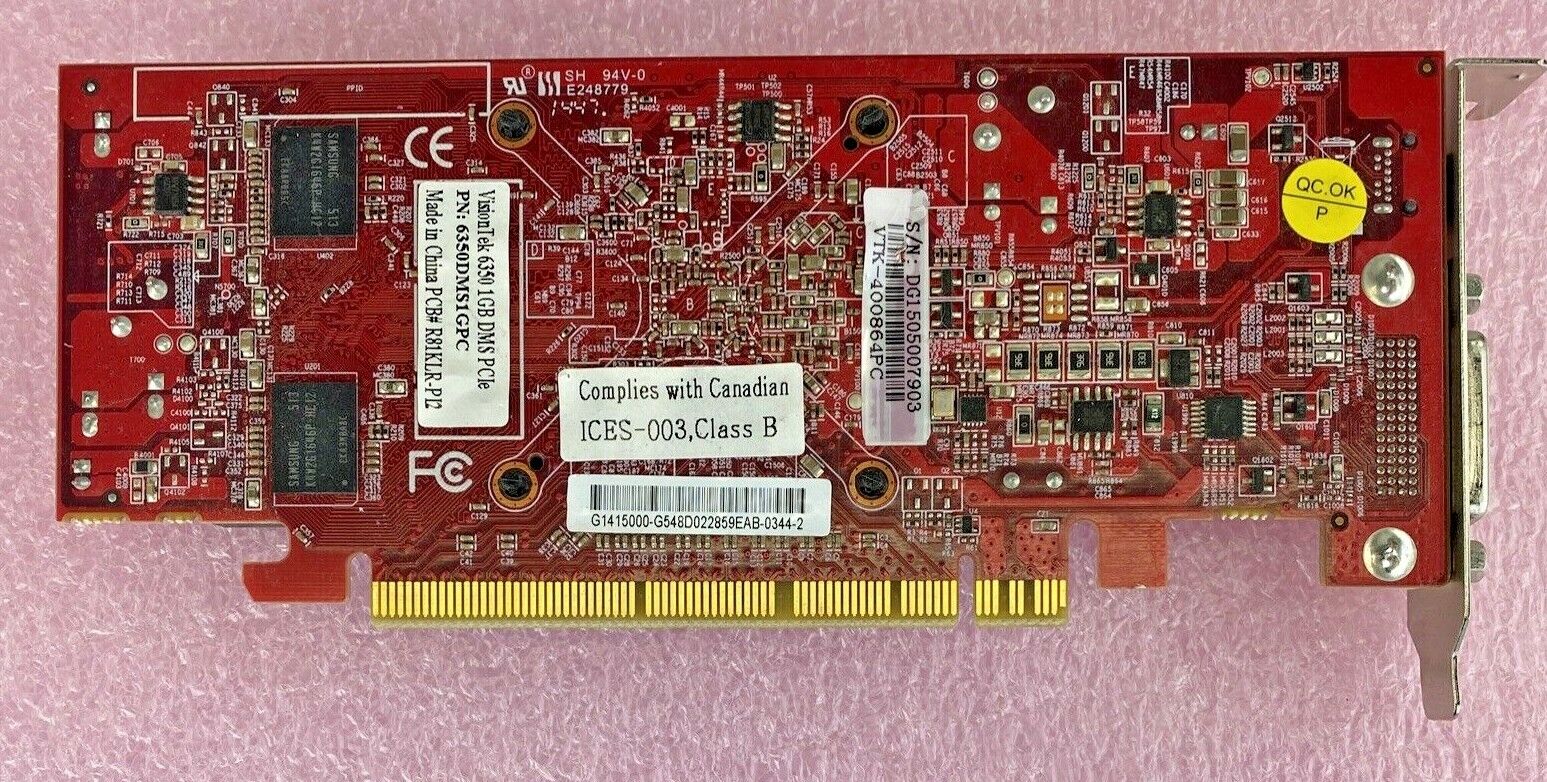 VisionTek 6350DMS1GPC Radeon LF R81KLR 1GB DDR3 PCI video graphics card