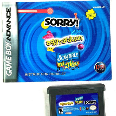 Nintendo Game Boy Advance Sorry! Aggravation Scrabble Junior Game with Booklet