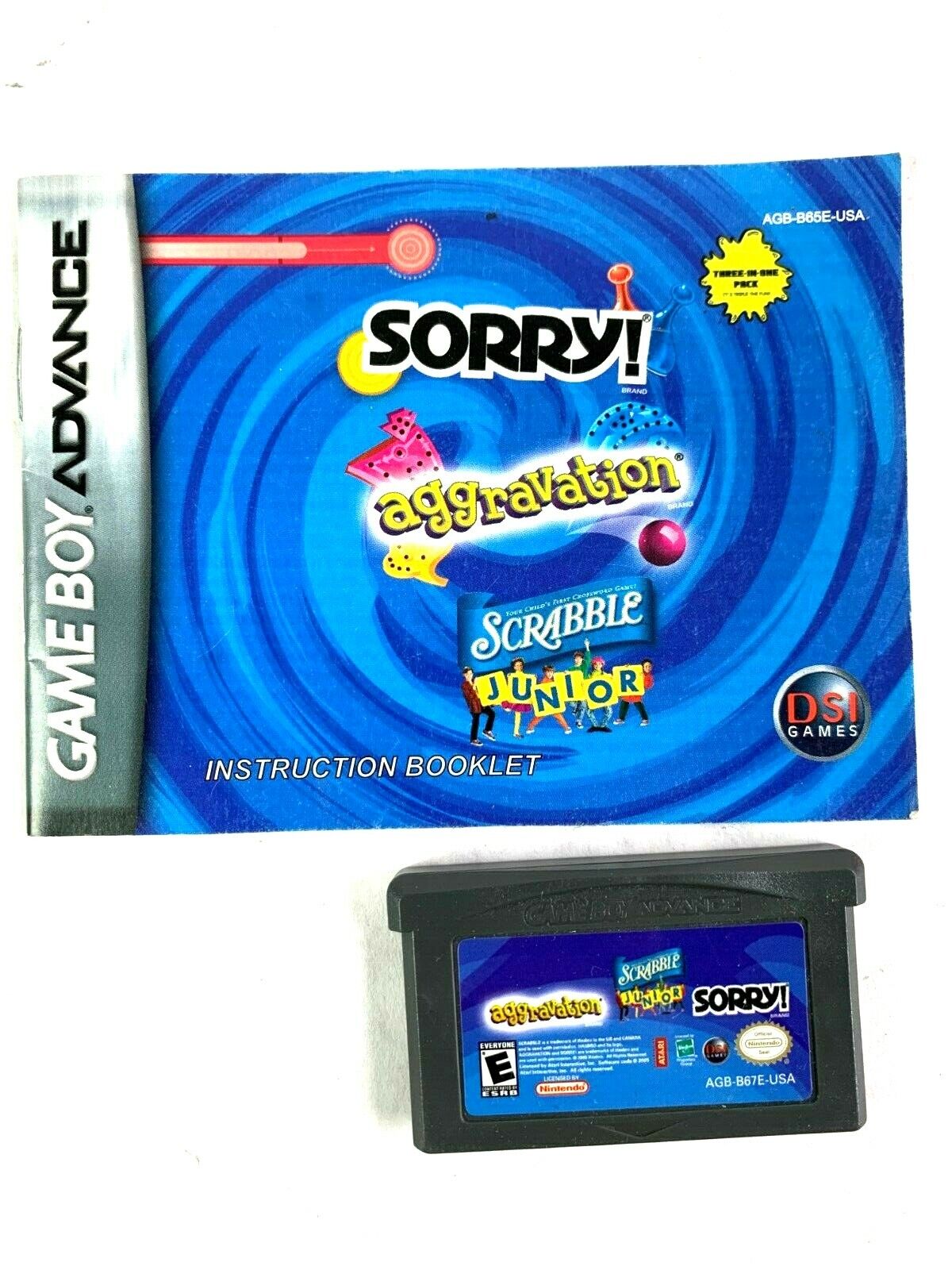 Nintendo Game Boy Advance Sorry! Aggravation Scrabble Junior Game with Booklet